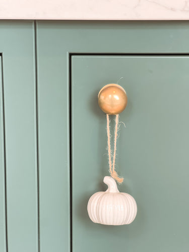 White Ribbed Hanging Pumpkin