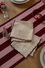 Embroidered Bow Napkins, Set of 2 - Burgundy