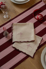Embroidered Bow Napkins, Set of 2 - Burgundy
