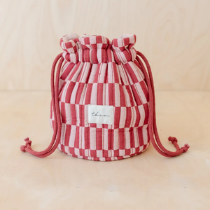 Cotton Wash Bag in Rose Checkerboard