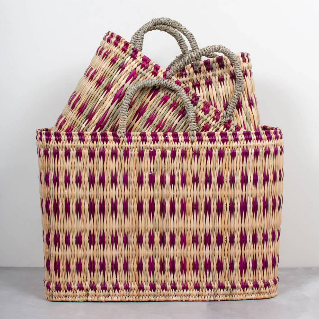 Violet Woven Reed Basket