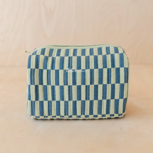 Cotton Wash Bag in Green Checkerboard