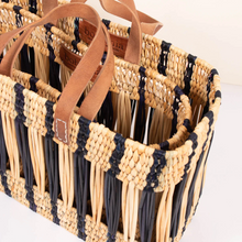 Indigo Stripe Decorative Reed Storage Basket