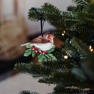 Robin Sustainable Wooden Watercolour Christmas Ornament