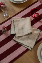 Embroidered Bow Napkins, Set of 2 - Dark Green