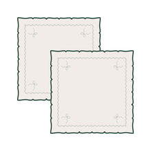 Embroidered Bow Napkins, Set of 2 - Dark Green