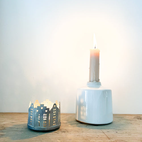 Zinc Houses Cutout Tealight Holder