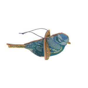 Wooden Bird Decoration - Blues