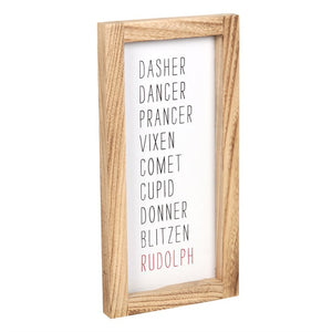 Reindeer Names Wooden Sign