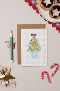 Christmas Tree Gingham Christmas Card