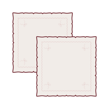 Embroidered Bow Napkins, Set of 2 - Burgundy
