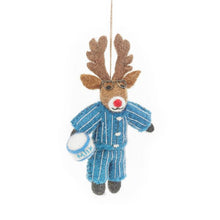Rudolph In His Christams Pyjamas Felt Hanging Decoration
