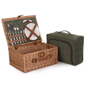 2 Person Green Tweed Hamper