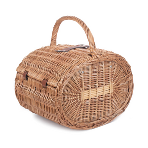 Oval 4 Person Green Tweed Hamper