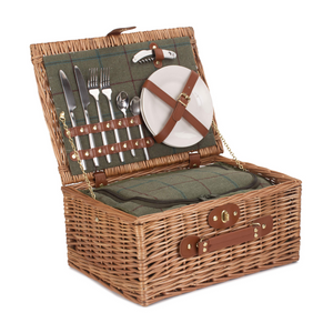 2 Person Green Tweed Hamper