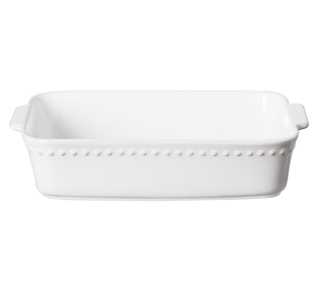 Pearl White Rectangular Baker Medium