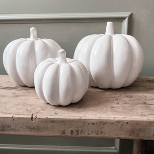 Small Ceramic White Pumpkin