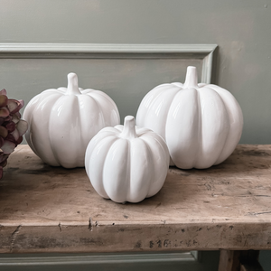 Large Ceramic White Pumpkin