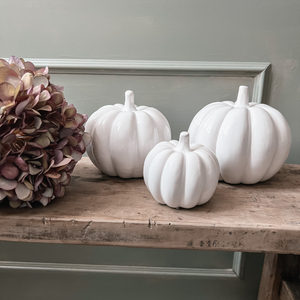 Medium Ceramic White Pumpkin