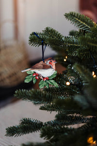 Robin Sustainable Wooden Watercolour Christmas Ornament