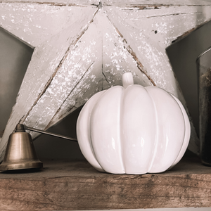 Large Ceramic White Pumpkin