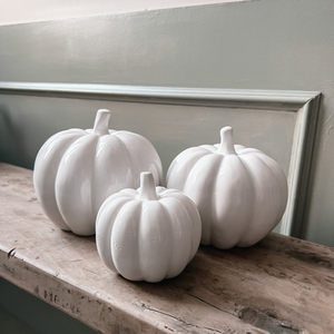 Large Ceramic White Pumpkin