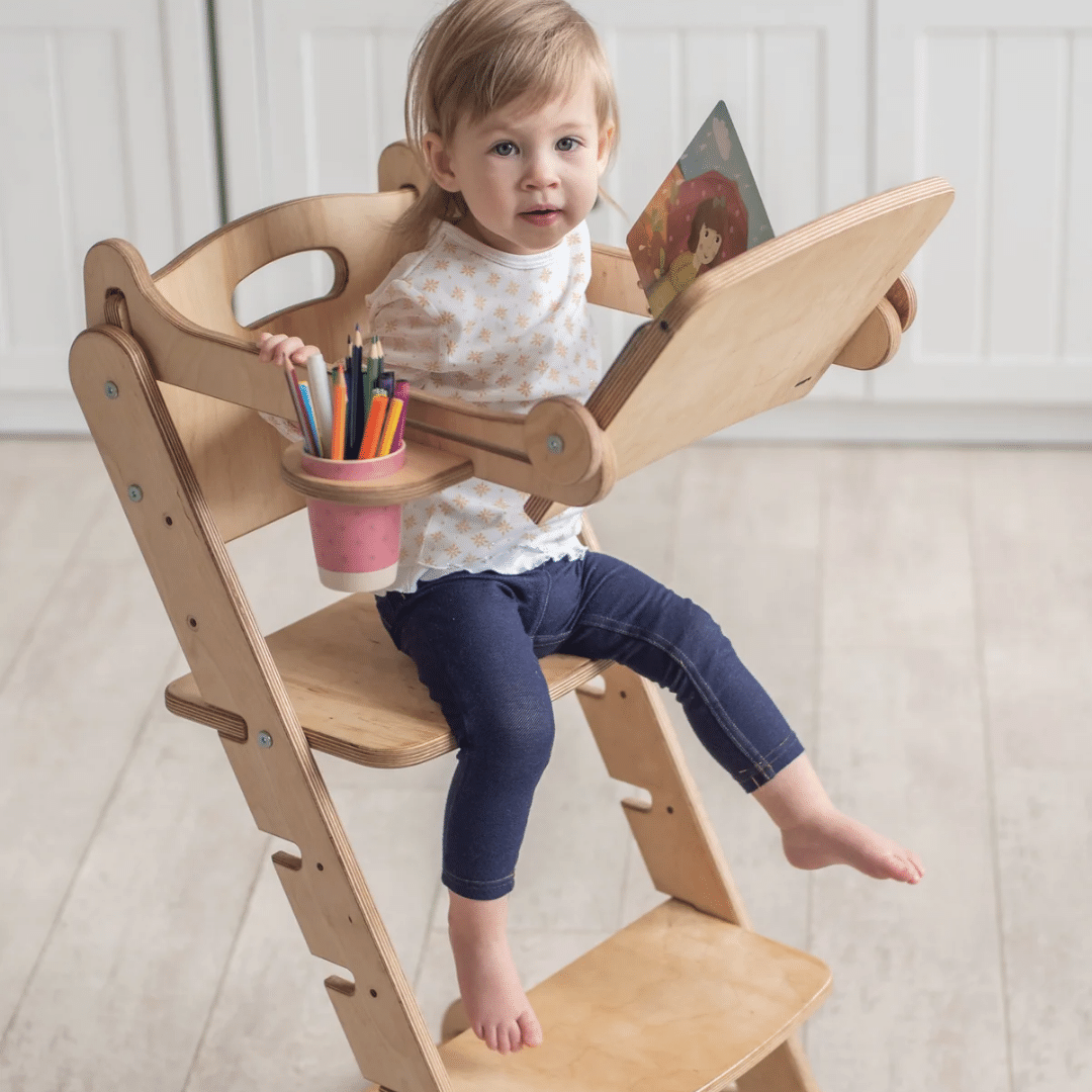 Growing Chair for Kids Kitchen Helper with Tabletop Grey Star