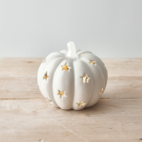 Small White LED Star Pumpkin