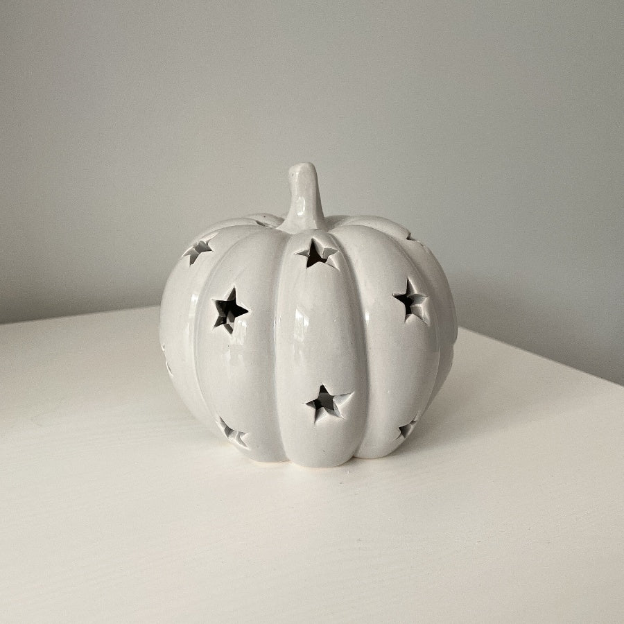 Grey LED Ceramic Pumpkin