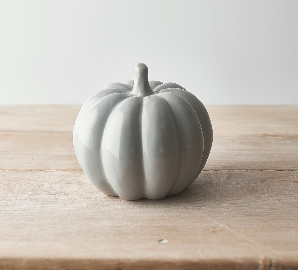 Small Grey Ceramic Pumpkin