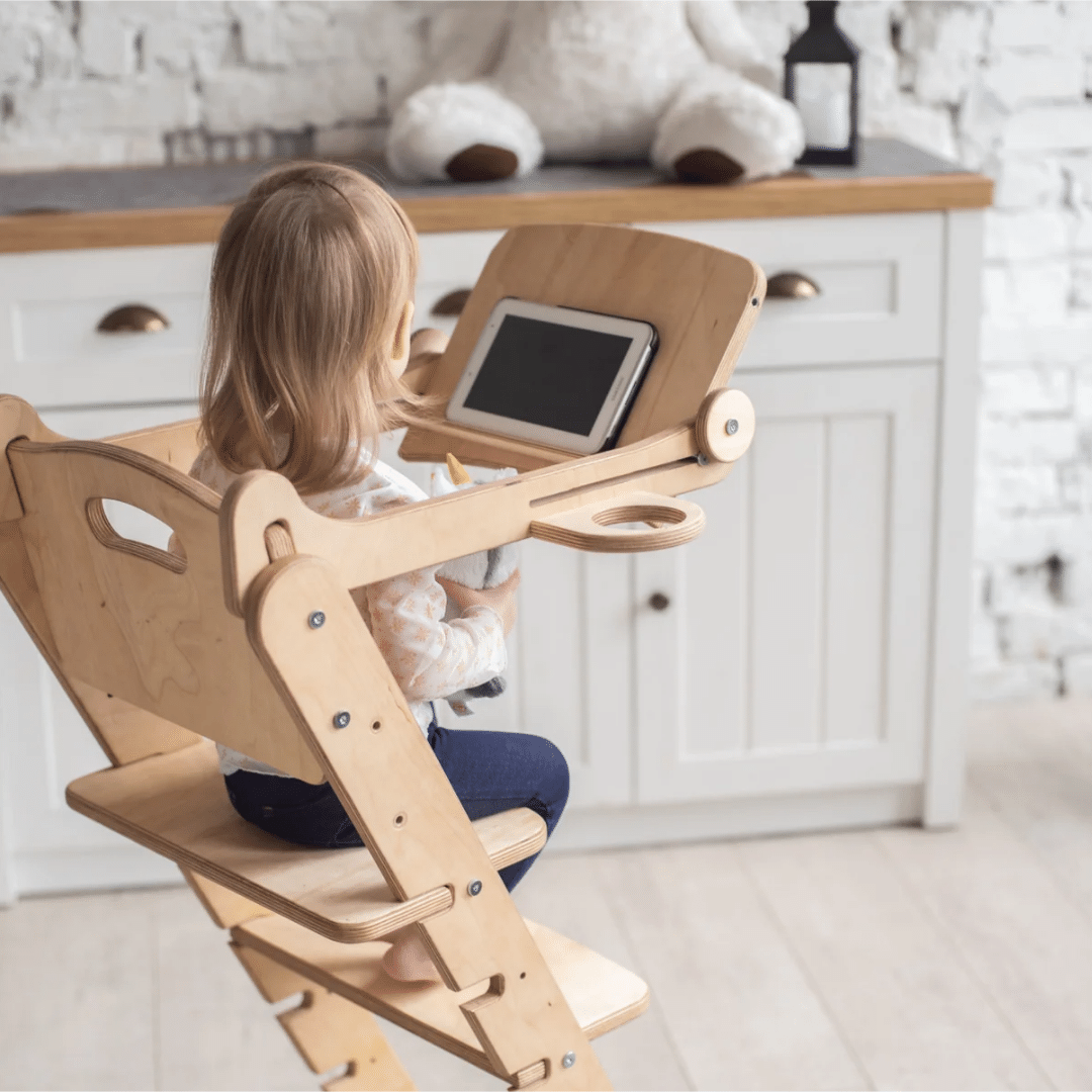 Growing Chair for Kids Kitchen Helper with Tabletop Grey Star