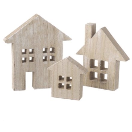 Set of 3 Wooden Houses