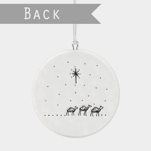 Flat Porcelain Bauble-Nativity Scene