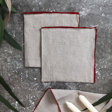 Deep Red Edge Linen Napkin - Set of 2