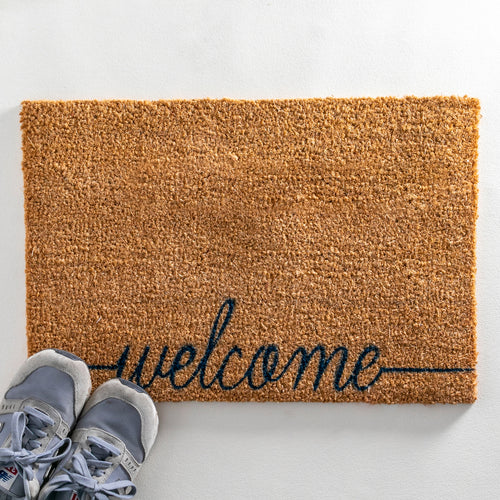 Welcome Scribble Blue Doormat