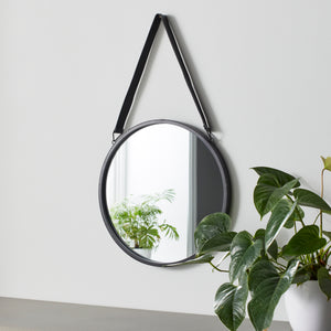 Round Mirror with Leather Strap