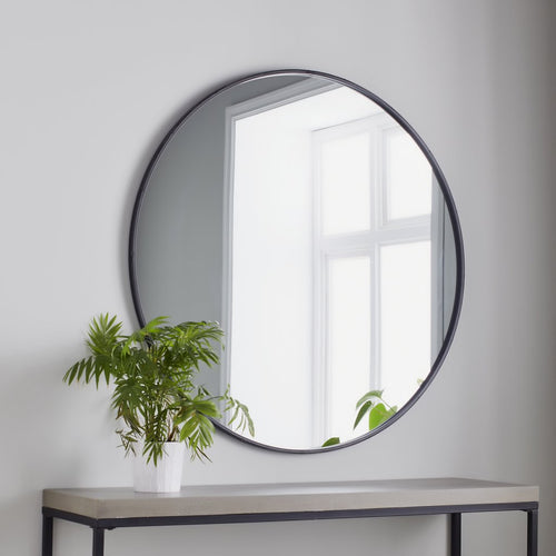 Black Manhattan Round Mirror