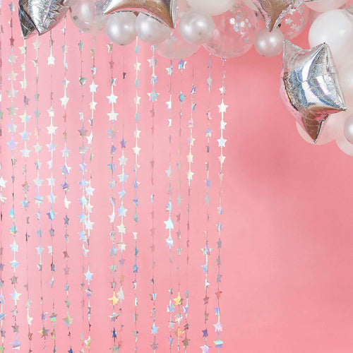 Iridescent Foil Curtain Backdrop Hanging Star Decoration