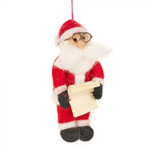 Handmade Felt Naughty or Nice Santa Hanging Christmas Decoration
