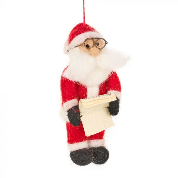 Handmade Felt Naughty or Nice Santa Hanging Christmas Decoration