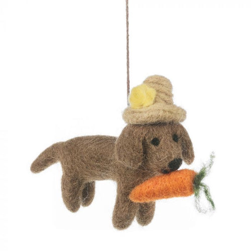 Handmade Felt Hazel the Dog Hanging Easter Decoration Easter